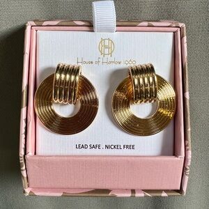 NEW House of Harlow 1960 Gold Circle Earrings with box NIB